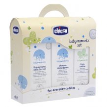  Chicco - Set Bagno Per Bambini Composto Da Bagnoschiuma Shampoo Pasta Lenitiva Baby Moments Set 