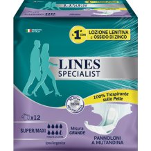 LINES SPECIALIST PANNOLONE A MUTANDA GRANDE 12 PEZZI