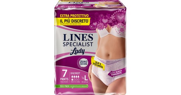 Lines Specialist Pants Discreet Assorbenti per Urina, Taglia L, 7