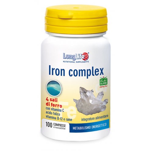 LONGLIFE IRON COMPLEX Integratore per il Metabolismo del Ferro - 100COMPRESSE