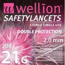 LANCETTE PUNGIDITO WELLION SAFETY LANCET GAUGE 21 DOPPIO SISTEMA DI SICUREZZA 200 PEZZI