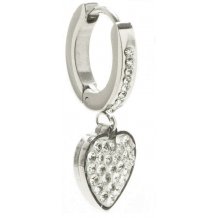 ORECCHINO HOOP PENDENTE CUORE ACCIAIO STRASS