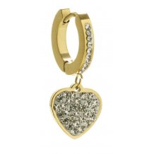 ORECCHINO HOOP PENDENTE CUORE ORO STRASS