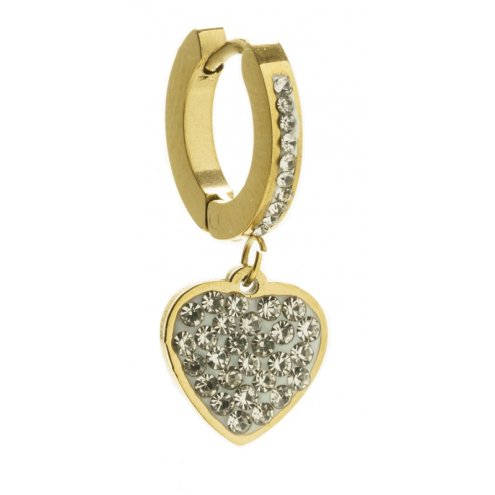 ORECCHINO HOOP PENDENTE CUORE ORO STRASS