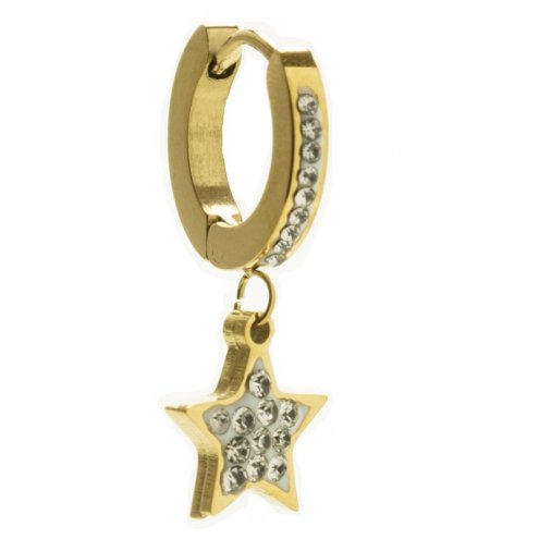 ORECCHINO HOOP PENDENTE STELLA ORO STRASS