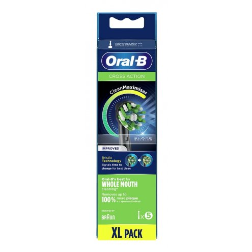 ORAL-B - TESTINE CROSSACTION BLACK CON CLEAN MAXIMISER 5 PEZZI