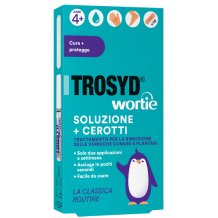 Trosyd Wortie soluzione  più cerotti indicato per il trattamento delle verruche comuni mani e piedi - Flaconcino da 5 ml + 18 cerotti