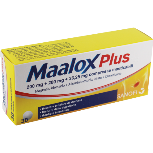MAALOX PLUS*30 Compresse mast 200 mg + 200 mg + 25 mg